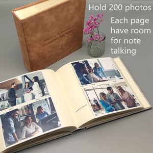 Slip in Photo Album, Personalized PU Leather Album with sleeves, Memory Book, A life time of adventures image 8