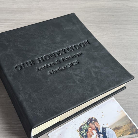 Personalized Honeymoon Photo Album, Writable Album With Sleeves
