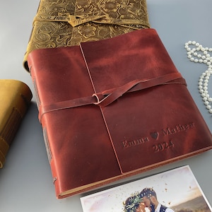 Leder Fotoalbum, personalisiertes Scrapbook Album, Foto Hochzeitsgästebuch, mehrfarbig