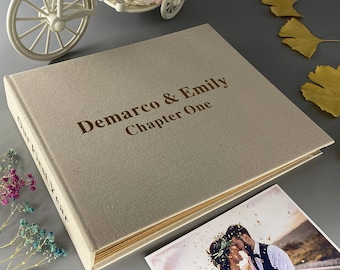 Personalisiertes Jubiläumsgeschenk für paar Kundenspezifisches Geschenk für ihn sie, Leinen Hochzeit Scrapbook Fotoalbum, unsere Geschenke für das erste Jahr, 3 Jahresgeschenk