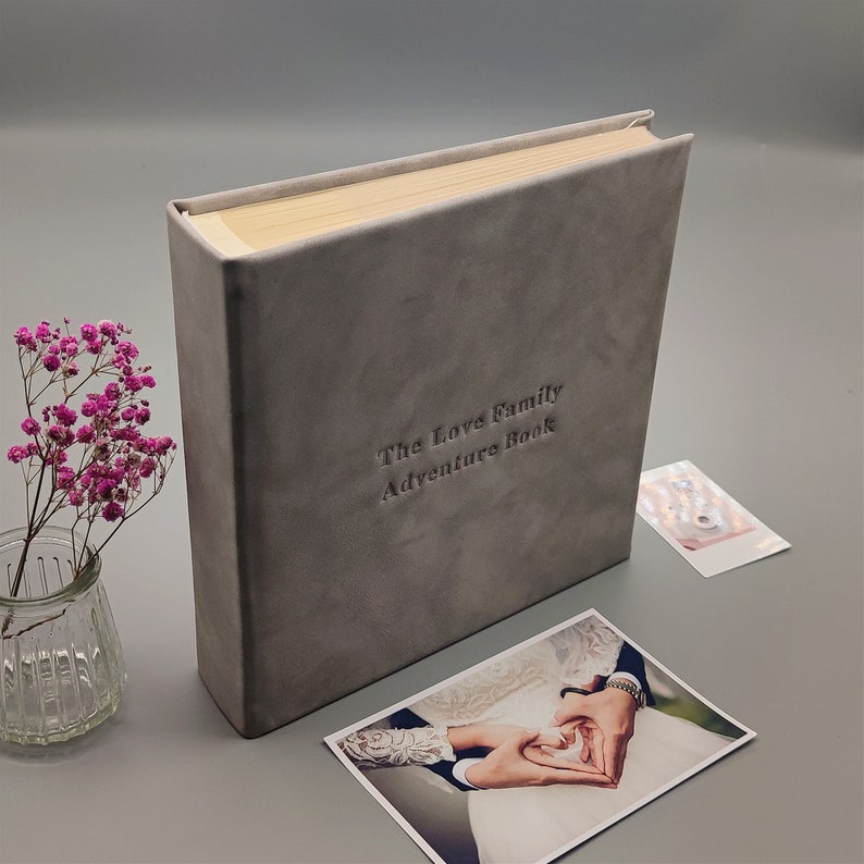 Slip in Photo Album, Personalized PU Leather Album with sleeves, Memory Book, A life time of adventures image 5