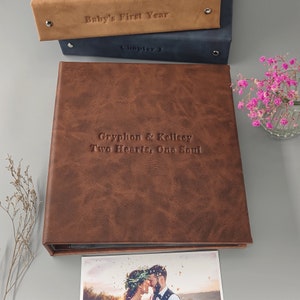 Personalized Wedding Photo Album, Album with Sleeves for 100-200 4x6 / 10x15cm Photos, Anniversary Album image 4