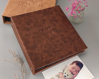 Baby Photo Album, Personalized Album with Sleeves, Slip in Album for 100/200 4x6 Photos, Baby Gifts, New Mom Gift
