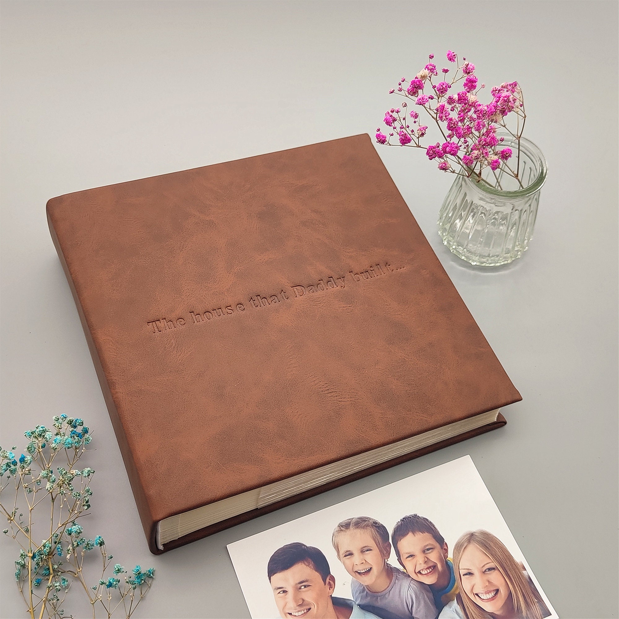 12x12 Leather Scrapbook Album Rustic Personalized Family 