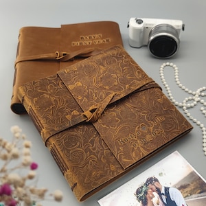 Álbum de recortes personalizado, álbum de fotos de boda de cuero o libro de invitados, regalo de aniversario para esposa, marido, novio, novia, mejor amigo