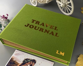 Personalized Travel Photo Album, Custom Linen Scrapbook Album, Handmade Our Adventure Book, Travel Journal, Gift for him and her