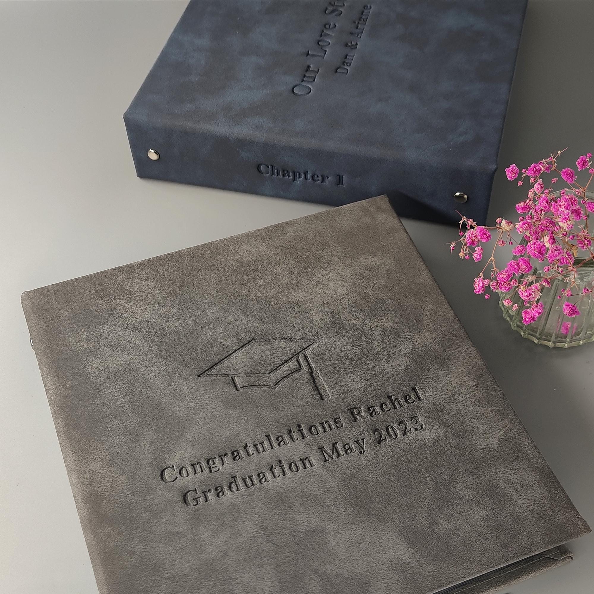 Personalized Graduation Photo Album, Leather Ring Binder, 4x6 Slip-in ...