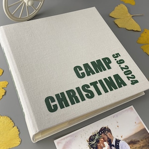 Linen Photo Album with Pockets for 4x6 photos, Wedding Scrapbook Photo Album, Family Album, Personlaized Our Adventure Book Anniversary Gift