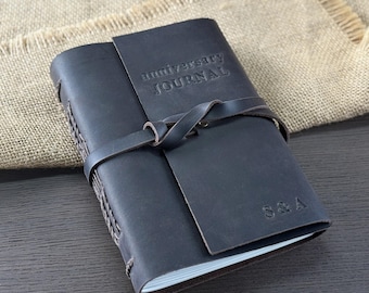 Leather Anniversary Journal, Embossed Notebook, Personalized Wedding Gift