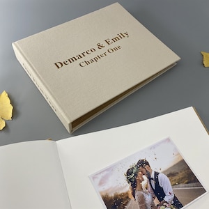 Álbum de fotos personalizado de álbum de recortes de lino, regalo de aniversario para pareja, regalo para él y ella, nuestro primer año, regalo del día de San Valentín