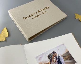 Personalisiertes Fotoalbum aus Leinen, Jubiläumsgeschenk für Paare, Geschenk für ihn und sie, unser erstes Jahr, Valentinstagsgeschenk