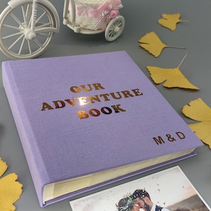 Our Adventure Book, Personalized Slip in Photo Album, Scrapbook Album with pockets, Capacity for 100/200/300 4x5/5x7 Photos