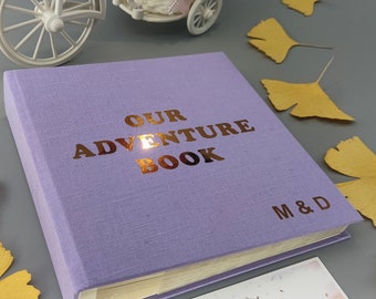 Our Adventure Book, Personalized Slip in Photo Album, Scrapbook Album with pockets, Capacity for 100/200/300 4x5/5x7 Photos