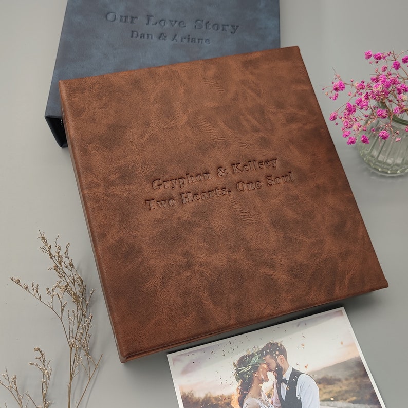 Personalized Wedding Photo Album, Album with Sleeves for 100-200 4x6 / 10x15cm Photos, Anniversary Album image 3