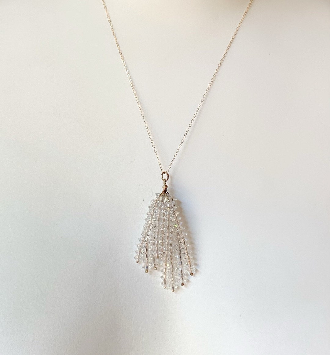 Vintage 14k Gold Pendant Necklace Antique Crystal Necklace Etsy