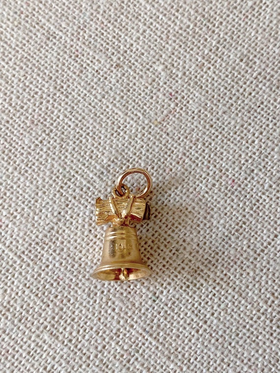 Vintage 14k Yellow Gold Liberty Bell Charm, Vinta… - image 4