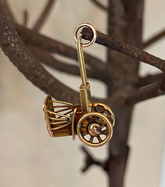 Vintage 14k Gold Rickshaw Pendant, 14k Gold Vintag