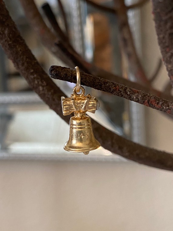 Vintage 14k Yellow Gold Liberty Bell Charm, Vinta… - image 3