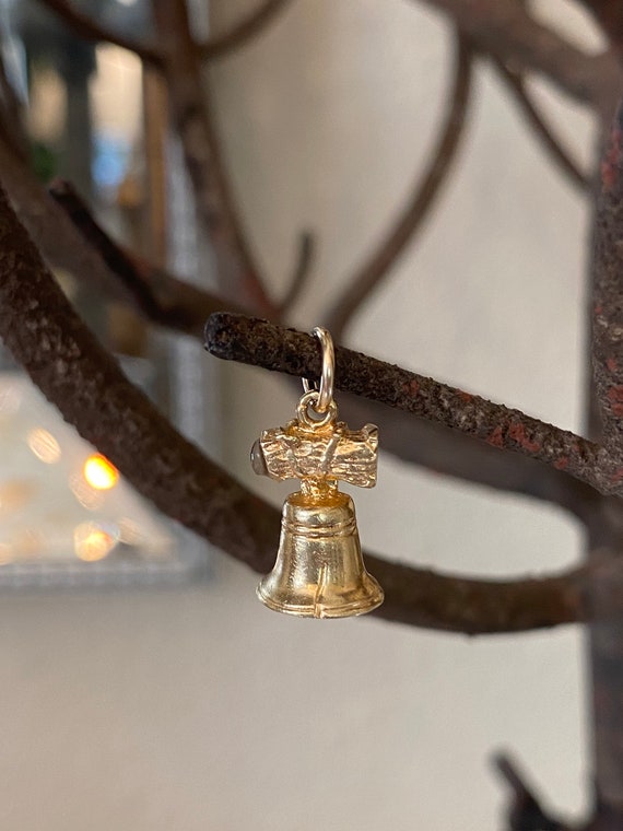 Vintage 14k Yellow Gold Liberty Bell Charm, Vintag