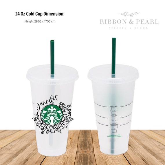 Personalized Starbucks Coffee Tea Cup Reusable Plastic Tumbler any name +  Heart