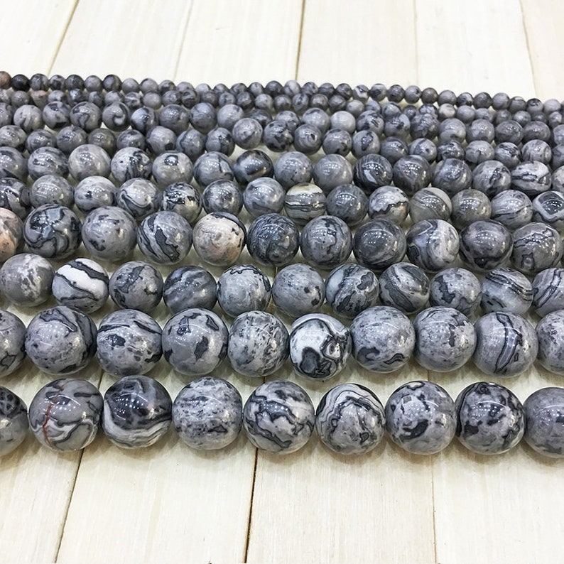 Smooth Map Jasper Beads Gemstone Beads Round Jasper Beads Etsy