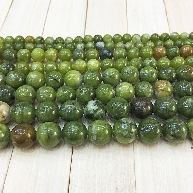 Green Jade Beads Natural Jade Beads Smooth Round Beads | Etsy