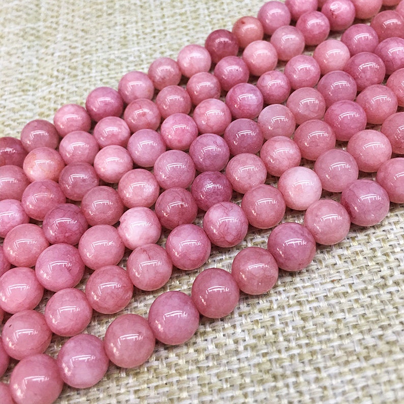 8mm Dyed Rhodochrosite Jade Beads Pink Jade Beads Gemstone Etsy