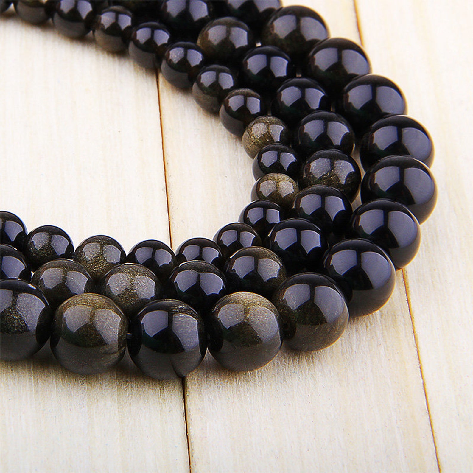 10mm Gold Obsidian Beads Round Polished Gold Obsidian Beads Etsy