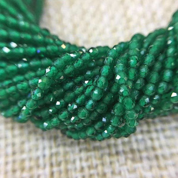 2mm emerald Beads , Green emerald Beads , Gemstone beads , Plated Natural Quartz Faceted Beads ,Jewelry Bracelet Beads  15.5" inch Strand