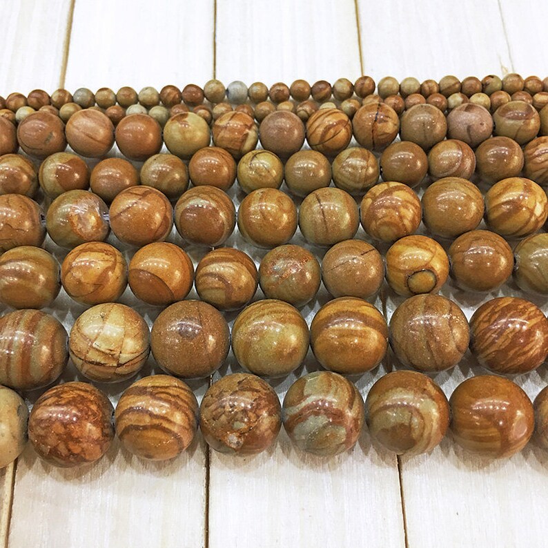 Chinese Picture Jasper Beads Brown Jasper Beads Round Etsy