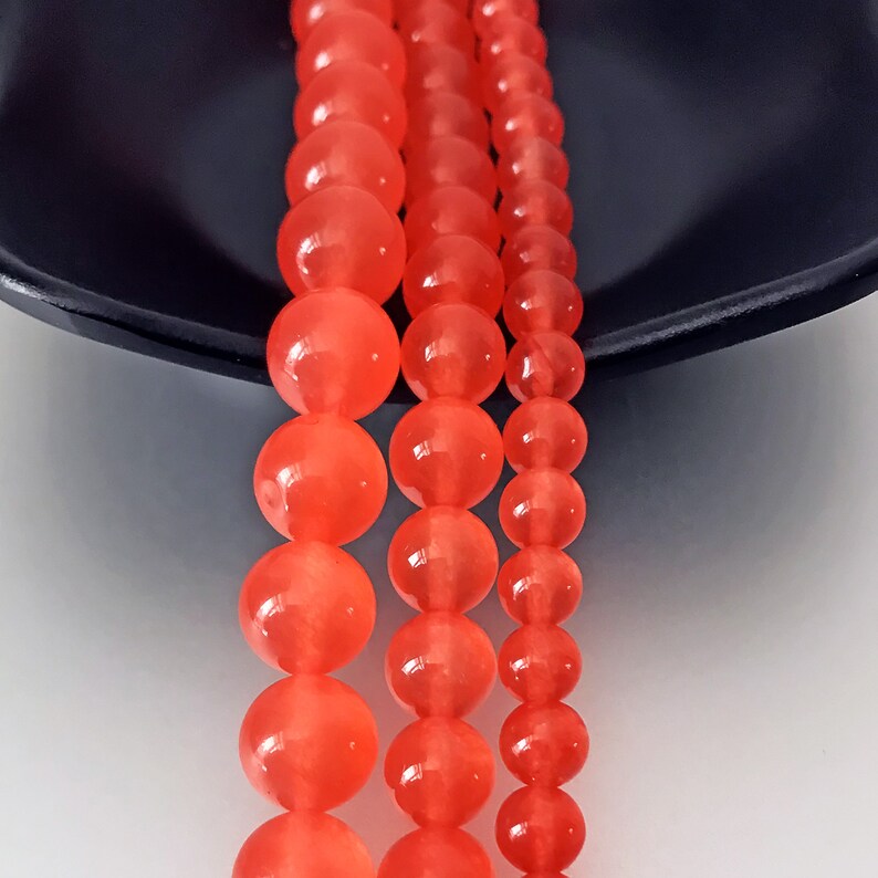 Orange Jade Beads Natural Jade Beads Gemstone Beads Etsy