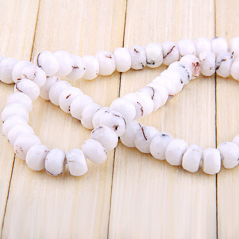Faceted Jade Beads 15 inch Strand size 2x3mm2x4mm4x6mm5x8mm White Rondelle Jade Beads Gemstone Jade Beads