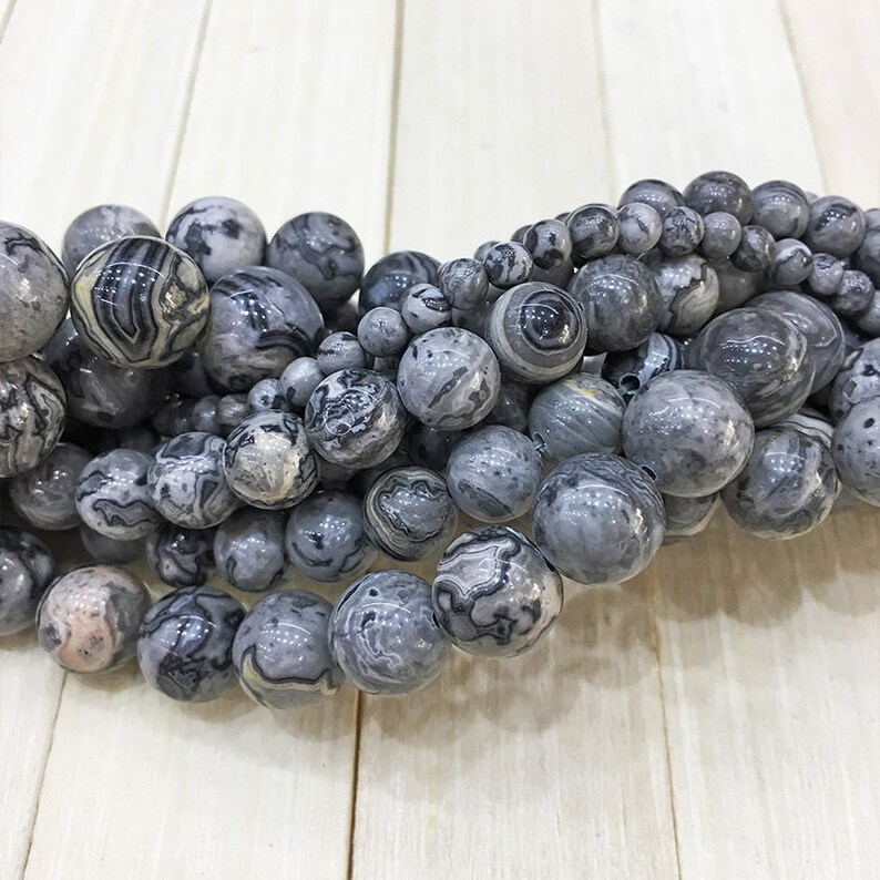 Smooth Map Jasper Beads Gemstone Beads Round Jasper Beads Etsy