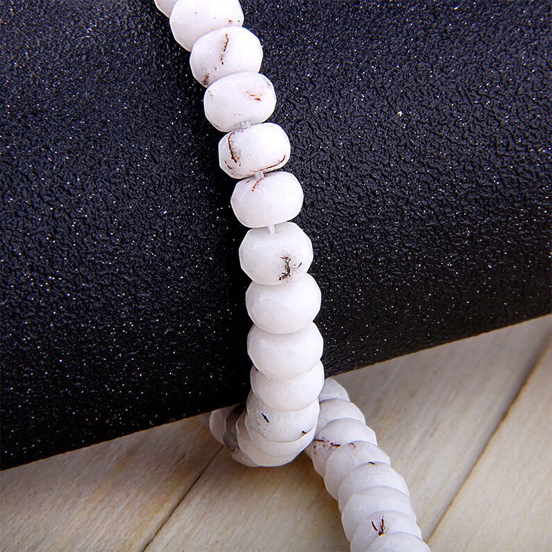 Faceted Jade Beads 15 inch Strand size 2x3mm2x4mm4x6mm5x8mm White Rondelle Jade Beads Gemstone Jade Beads