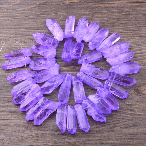 Mystic Lavender Quartz Points Aura Purple Crystal Point Beads Etsy