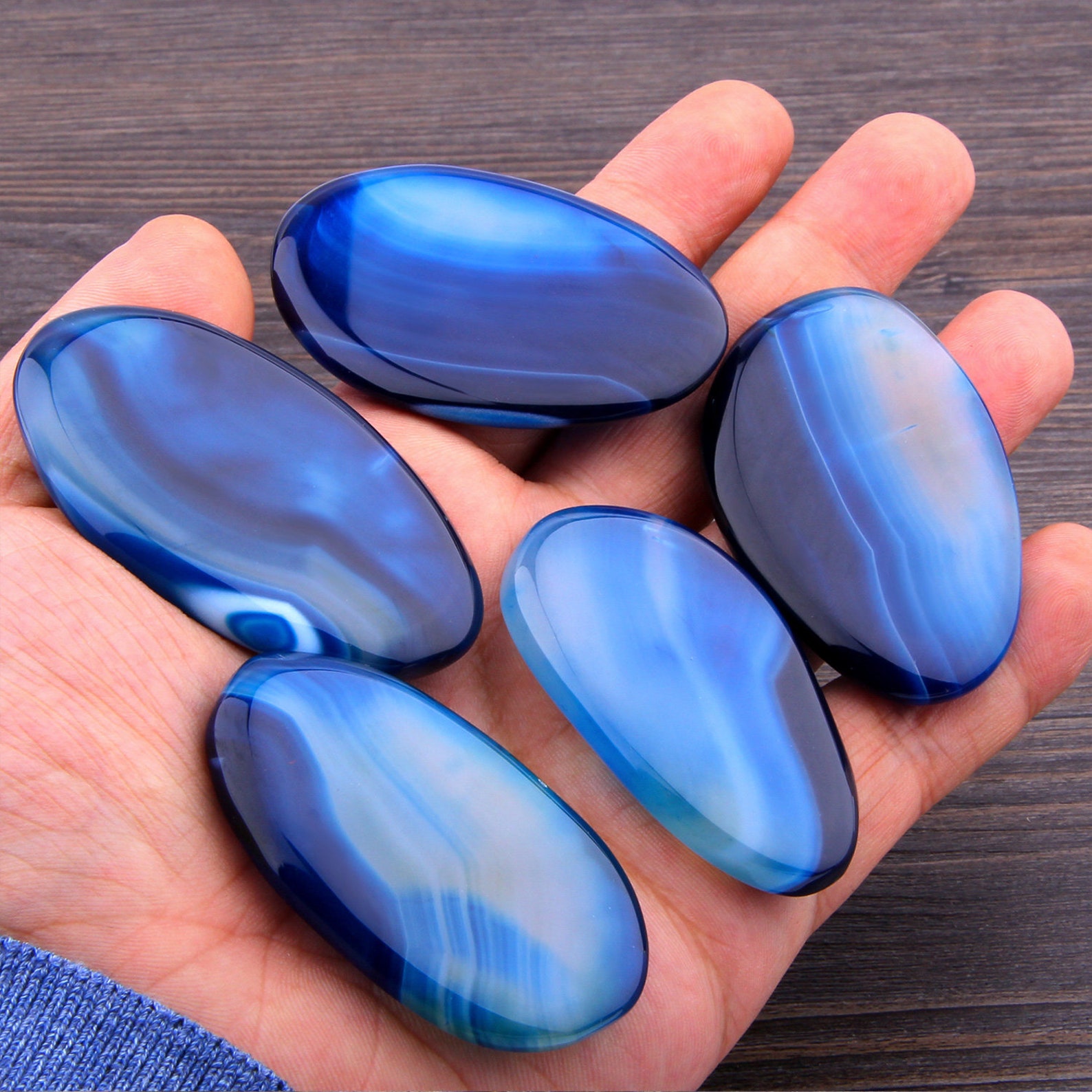 3540mmx5560mm Natural Blue Stripe Agate Slice Polished Etsy