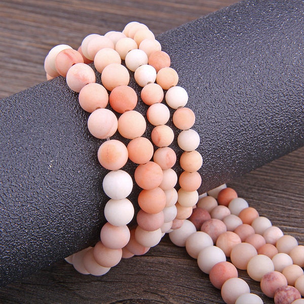 Pink Aventurine Matte Beads , Natural Stone Beads , Frost Gemstone Beads , Diy Jewelry Beads (Size 6mm 8mm 10mm 12mm) 15" Full Strand