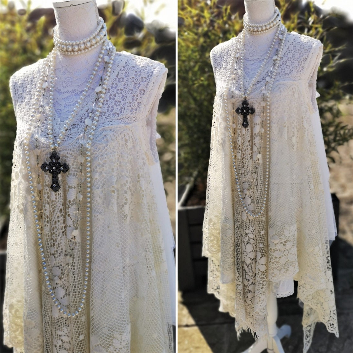 Robe boh?�me en dentelle vintage style crochet tulle et | Etsy