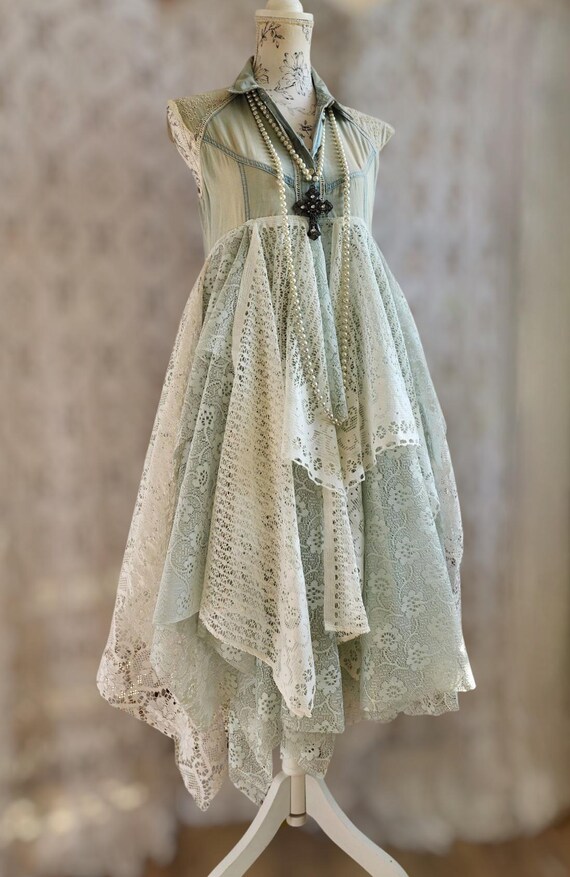 denim gypsy dress Jaded Gypsy A Ruffle in Time Denim Dress