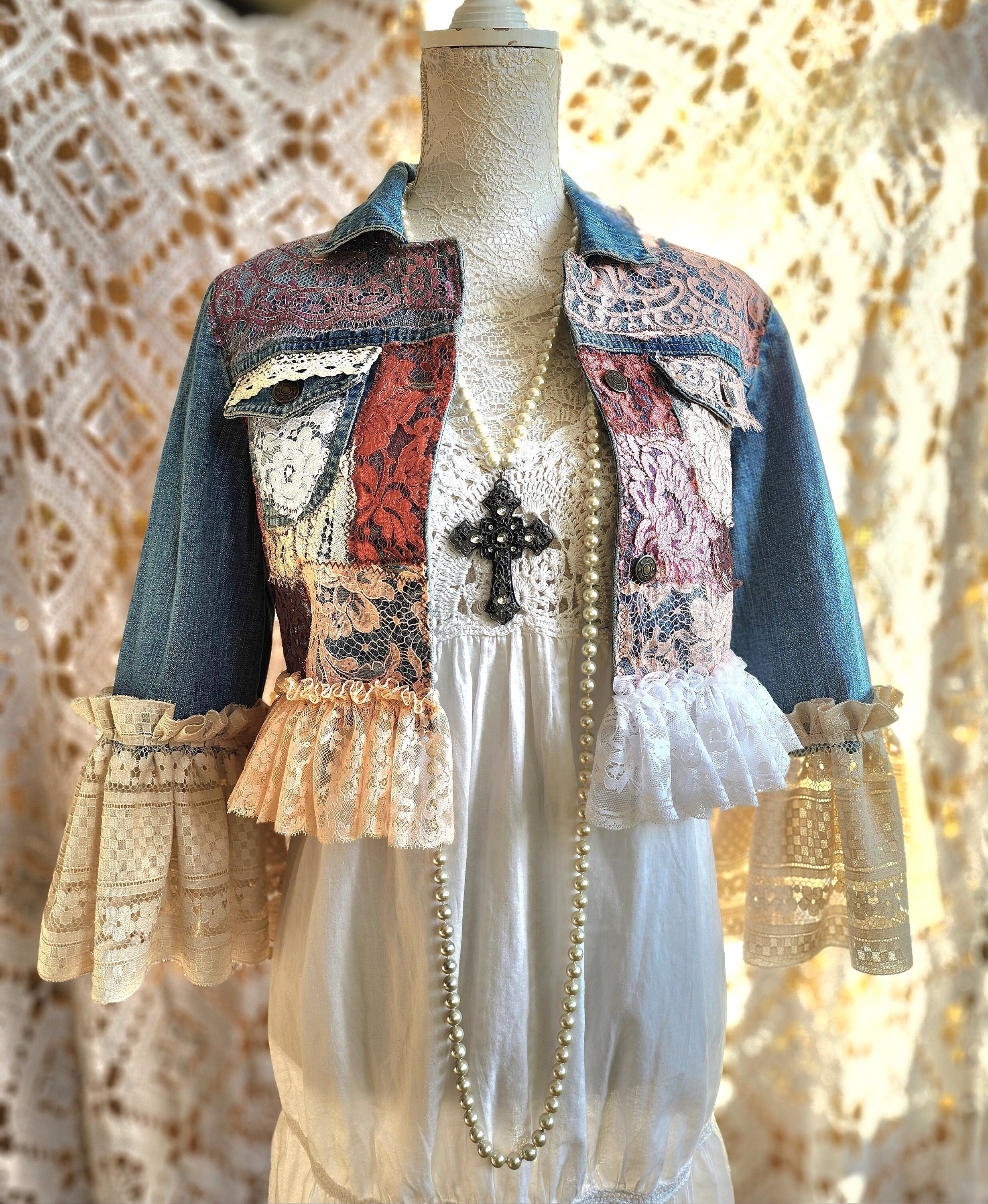 ジャケット・アウター Eaphi PATCHWORK EMBROIDERY LACE JACKET PATCHWORK EMBROIDERY LACE JACKET
