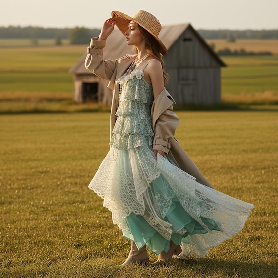 Bohemian Shabby Chic Dress in Old Crochet, Satin, Old and Recycled Vintage Lace, Hippie Gypsy Festival Duster Dress, Stevie Nicks Style. - Etsy Bohemian Shabby Chic Dress in Old Crochet, Satin, Old and Recycled Vintage Lace, Hippie Gypsy Festival Duster Dress, Stevie Nicks Style. - Etsy