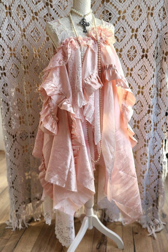 Dentelle Veste En Soie Sauvage Femme Tunique Bohème Shabby Chic En