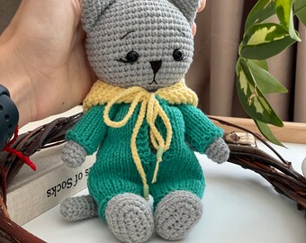 Cute Crochet Kitty Cat Toy in a Knitted Jumper