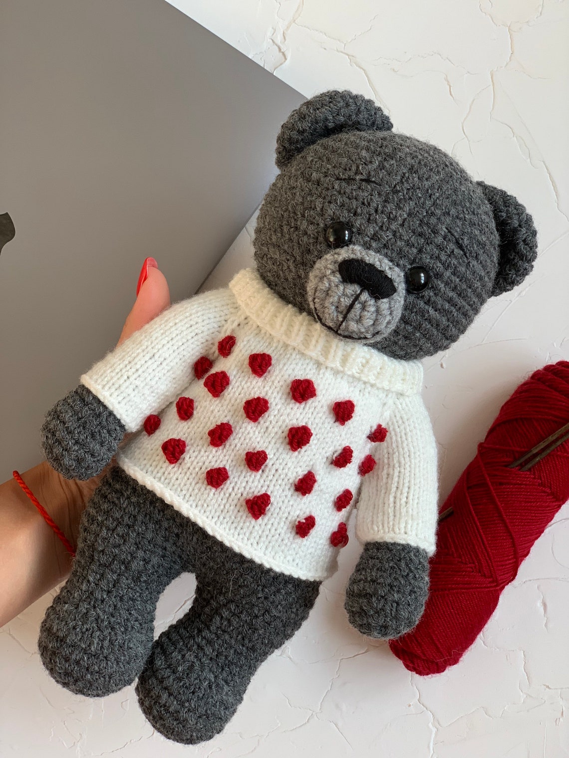 30 cm Crochet Teddy Bear in a Knitted Jumper Etsy