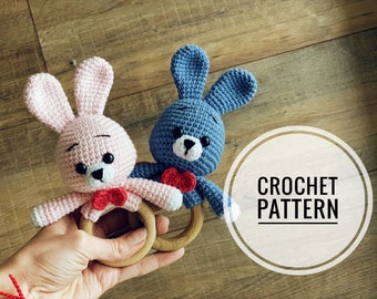 Crochet Baby Rattle Bunny Rabbit PDF Pattern DIY