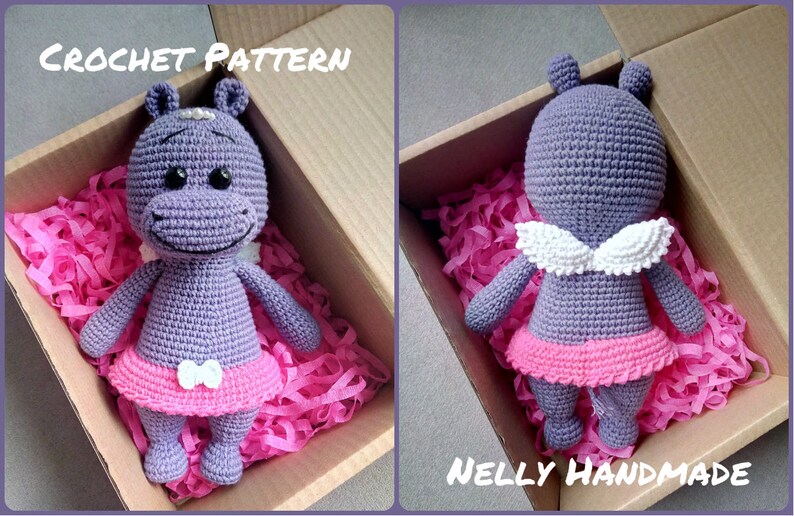 Crochet PATTERN: Hippo Princess Mika, Nelly Handmade, Amigurumi Toy image 1