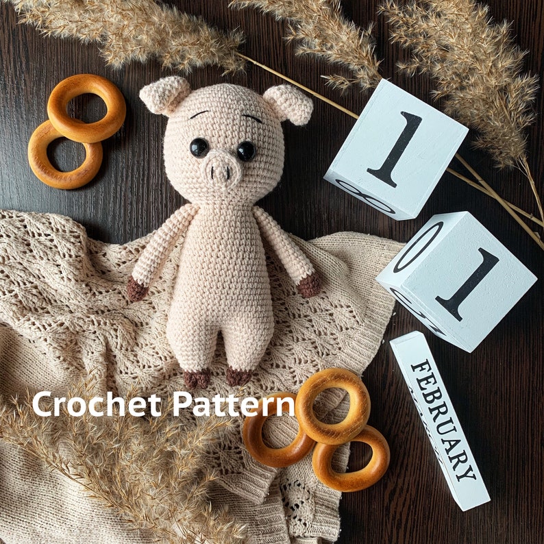 Crochet PDF Pattern. Mika the Pig by Nelly Handmade image 1