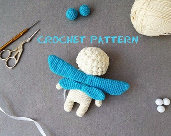 Crochet PATTERN: Sleepy Dragonfly Doll Amigurumi Toy