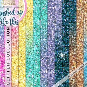 Mermaid glitter digital papers - pink, aqua, blue, teal ombre glitter seamless patterns - Glam planner stickers - rainbow sequin backgrounds