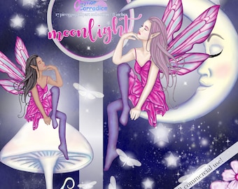 Fairy clipart Watercolor clip art Celestial Mythical planner stickers Faerie Fairies fashion graphics Nursery wall art printable Fantasy art